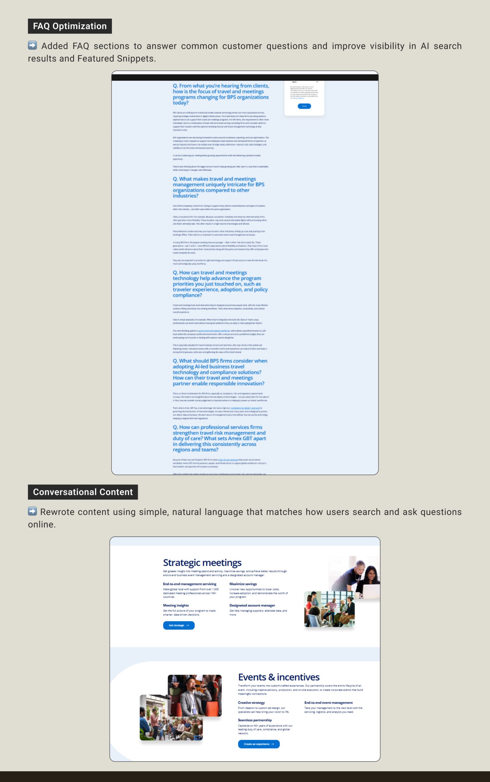 Amex Global Business Travel AI SEO Case Study | Page 4
